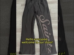 Custom Oversized Acid Washed Cut and Sew Sweatpants Rhinestone Pants Joggers Flared Sweat Pants Men