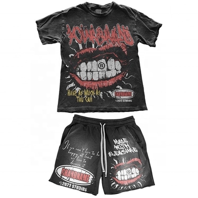 Купить Письменный шаблон Тип Custom Printed Logo Солнце выцветшие футболки и шорты для мужчин online manufacture