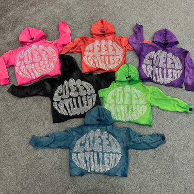 Купить Мужская винтажная большая кислота промытая Zip Up сырая шерстяная рубашка резкая рубашка с капюшоном online manufacture