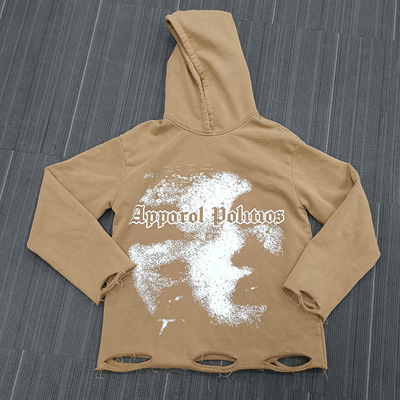 Купить S-6XL dtg печатные капюшоны French Oversized Terry Cotton Hoodie с разорванными online manufacture