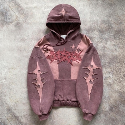Купить Мужчины / Женщины / Унисекс Custom Vintage Acid Washed Two Color Block Stitching Oversized Boxy Hoodie online manufacture
