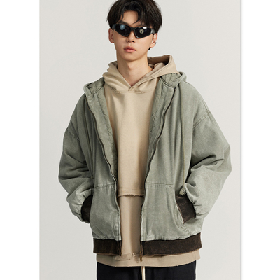 Купить Custom Logo Winter Vintage Fashion Men's Oversized Quilted Cotton Hoodie Jacket Coat Подержанная одежда для мужчин online manufacture