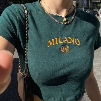 Купить 2024 Custom Embroidery Letter Logo Crop Top Baby Tees Женщины Y2k Тяжелая футболка online manufacture