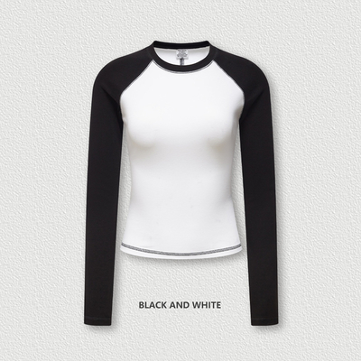 Купить 5xl 4xl 3xl 100 хлопчатобумажные футболки с длинными рукавами O-Neck Collar женские Y2k Vintage Contrast Raglan Белый online manufacture