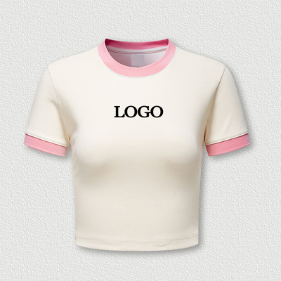 Купить На заказ Y2k Графическая Streetwear Розовая детская футболка Ringer Crop Top для женщин online manufacture
