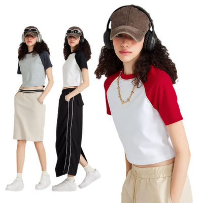 Купить Винтажный контрастный Raglan рукав бейсбольная футболка для американской уличной одежды горячий женский стиль online manufacture