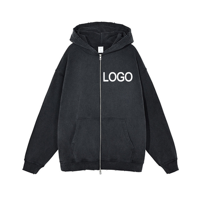 Купить Высокая шея Zip Up Hoodie Sweatshirt 3D Puff Print Streetwear Мужской пуловер Регулярный стиль рукава online manufacture