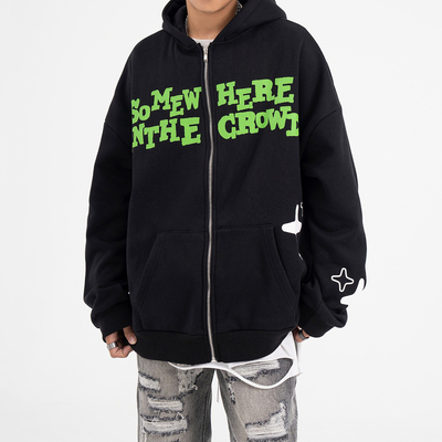 Купить Заказный унисекс Y2k Streetwear Zipup Hoodie с 3D Puff Print и полным закрытием Zip online manufacture