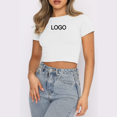 Купить 2023 Summer Baby Tee Y2k Crop Tops T-Shirt Сексуальная тонкая белая рубашка для женщин размеры M online manufacture