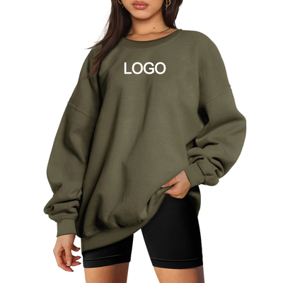 Купить Стиль Casual Solid Women's Oversized Легкая хлопчатобумажная полиэстерная свитерка на шее online manufacture