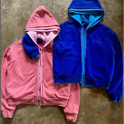Купить По заказам Hoodies тяжеловесный хлопковый французский Терри резки коробка двойной три слоя циппер Hoodie для мужчин online manufacture