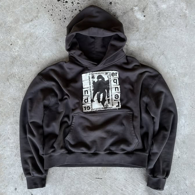 Купить Custom Logo Тяжеловесные хлопчатобумажные капюшоны Патчворк Нагруженная вышивка Уличная одежда Большой пуловер для мужчин online manufacture