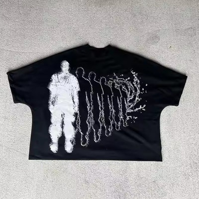 Купить 2025 Custom Graphic Crew Neck Drop Shoulder T-shirts для мужчин в тяжелом весе online manufacture