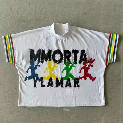 Купить Custom Sublimation Printing Logo Graphic Design Heavy Cotton T-Shirt Thick Collar 280 Gsm Dtg Print Boxy Cropped T-Shirt Мужчины online manufacture