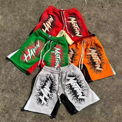 На заказ хлопчатобумажная уличная одежда Jogger Baggy Acid Wash Puff Print Casual Plus Size Sweat Shorts