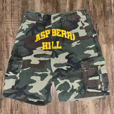 Custom New Design Summer Vintage Multi-Pockets Baggy Double Waist Acid Wash Streetwear Men's Cargo Camo Шорты для мужчин